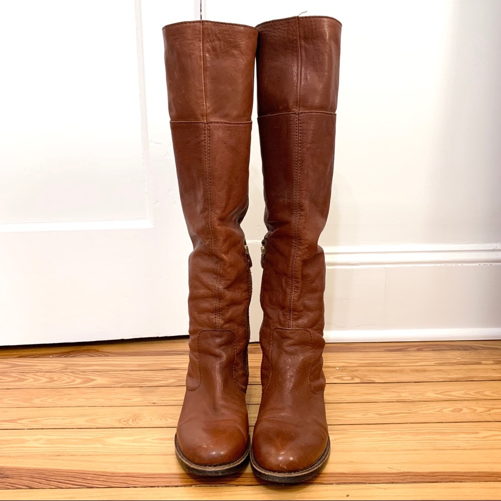 Vince Camuto Brown Leather “Fays” Riding Boots